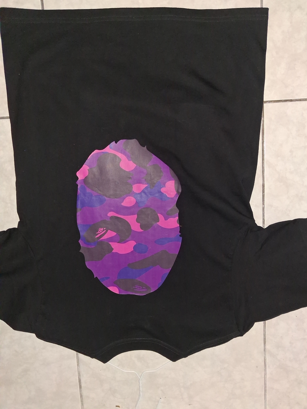 Kids Black T-Shirt with Purple & Pink Camo Graphic